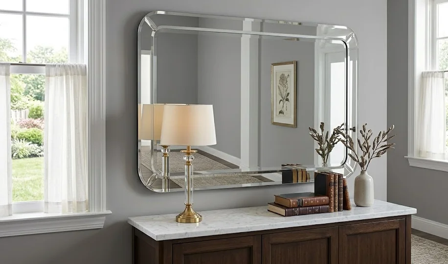 beveled mirrors in the bedroom